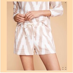 Lou & Grey Tan and White Ikat Terry Drawstring Shorts